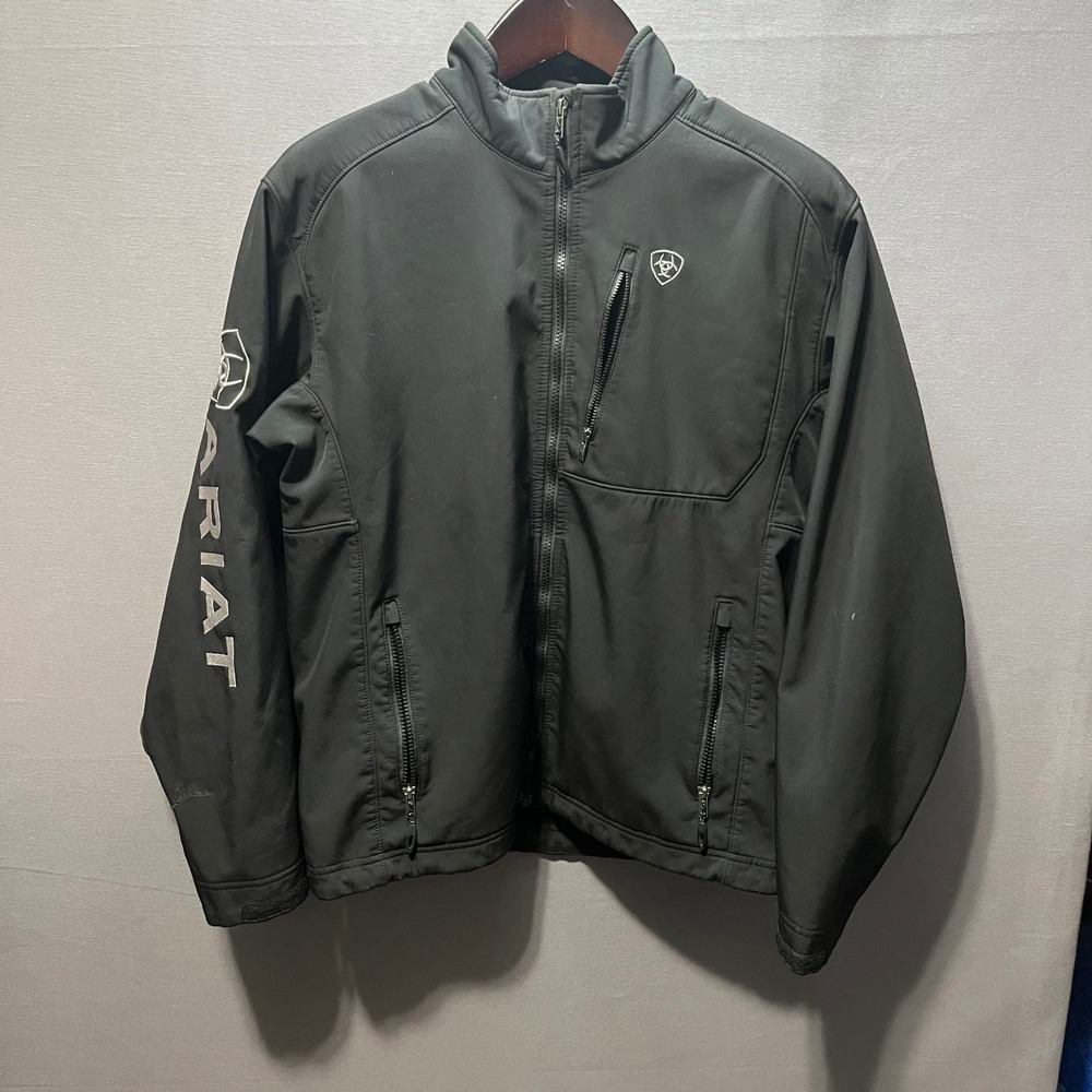 Ariat Mens New Team Softshell Jacket Black Embroidered Logo Size Medium